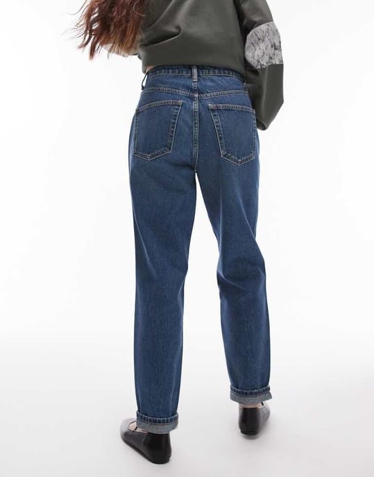 Topshop Original Mom – Smutsigblå jeans med hög midja - Image 3
