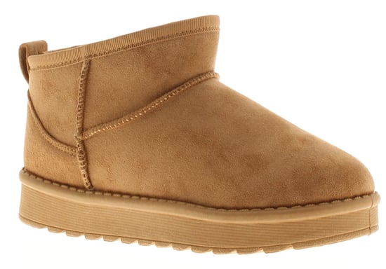 Miss Riot Girls Boots Ankle Squeal Faux Fur Lining tan - Image 1