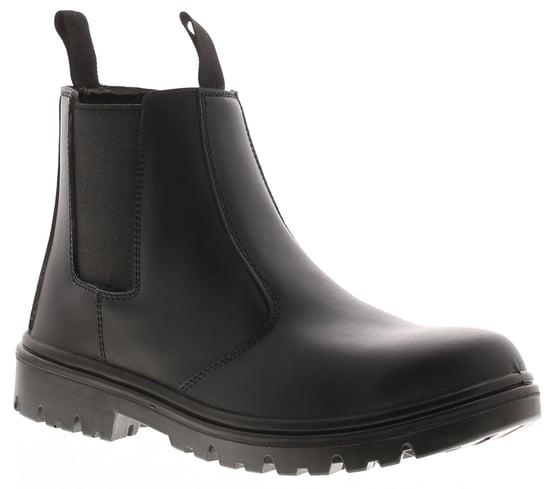 Tradesafe Mens Safety Boots Dealer Slip On Twin Gusset Steel Toe Cap Black - Image 1