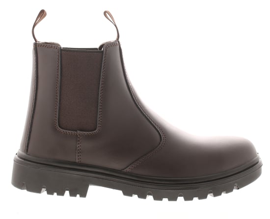 Tradesafe Mens Safety Boots Dealer Slip On Twin Gusset Steel Toe Cap Brown - Image 2