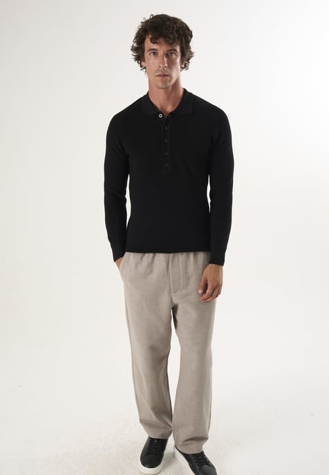 Pullover Polo Neck Buttoned Pullover - Image 2