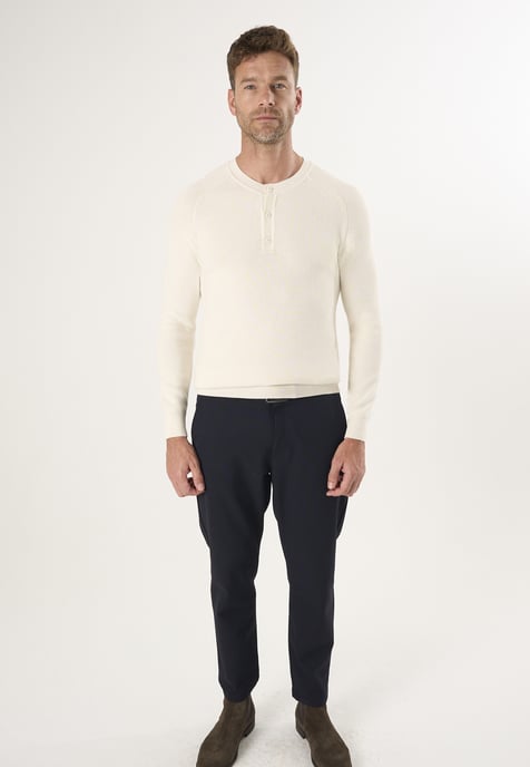 Pullover Crew Neck Buttoned Pullover - Image 1