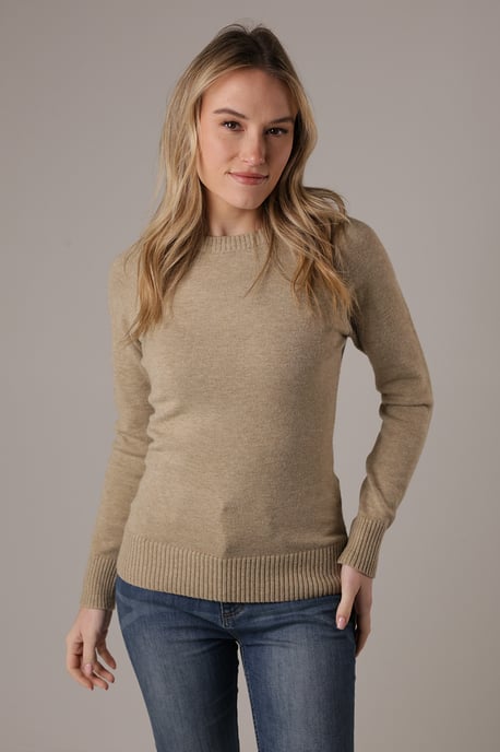 Camel Cosy Soft Touch Crew Neck Raglan Jumper - Image 1