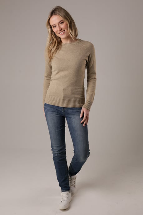Camel Cosy Soft Touch Crew Neck Raglan Jumper - Image 3