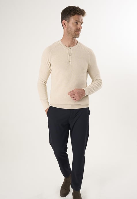 Pullover Crew Neck Buttoned Pullover - Image 1