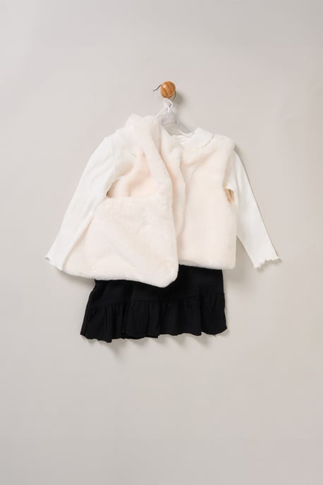 Faux Fur Gilet, Bag, Rib Top and Skirt Set - Image 2