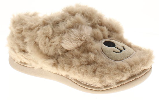 Chatterbox Girls Full Slippers Soft Teddy beige - Image 1
