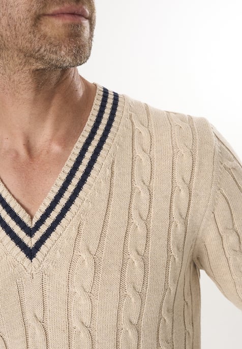 Pullover V-Neck Basic Cable Knit Pullover - Image 3