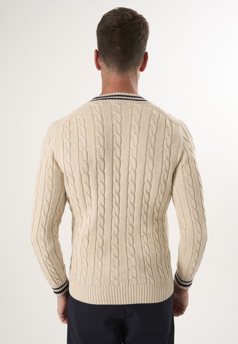 Pullover V-Neck Basic Cable Knit Pullover - Image 4