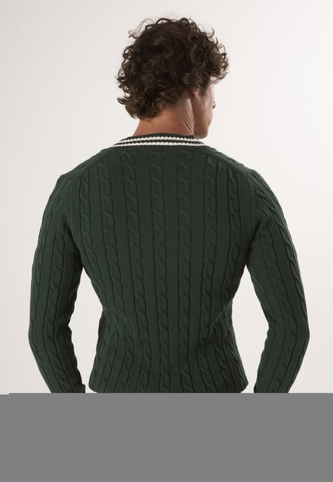 Pullover V-Neck Basic Cable Knit Pullover - Image 4