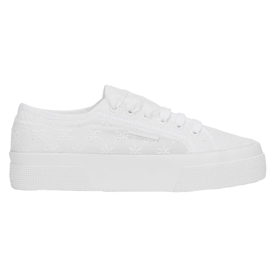 Superga Womens/Ladies 2740 Sangallo Flower Trainers (Total White) - Image 1