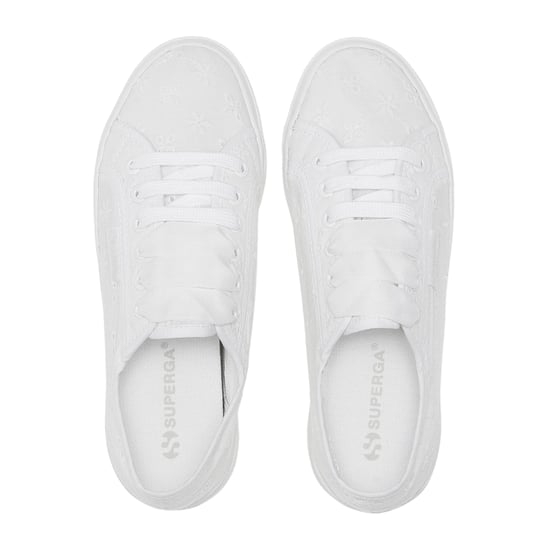 Superga Womens/Ladies 2740 Sangallo Flower Trainers (Total White) - Image 4