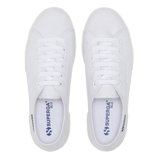 Superga Womens/Ladies 3740 Leggera Ceramic Print Platform Trainers (White/Blue) - Image 4