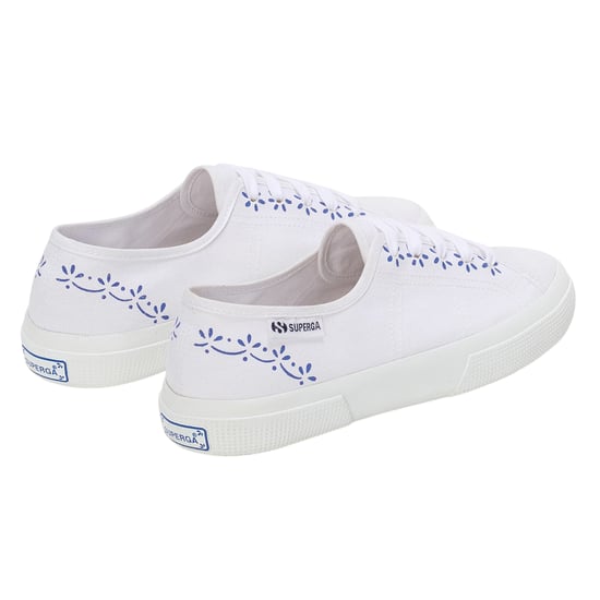 Superga Womens/Ladies 3750 Leggera Ceramic Print Trainers (White/Blue) - Image 2
