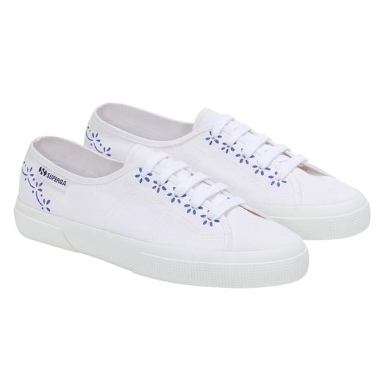 Superga Womens/Ladies 3750 Leggera Ceramic Print Trainers (White/Blue) - Image 3