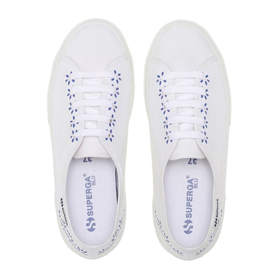 Superga Womens/Ladies 3750 Leggera Ceramic Print Trainers (White/Blue) - Image 4