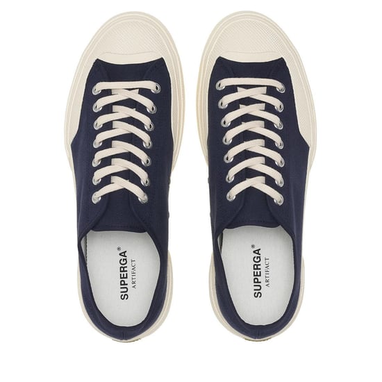 Superga Unisex Adult 2432 Works Cotton Canvas Low Cut Trainers (Navy/Off White) - Image 3