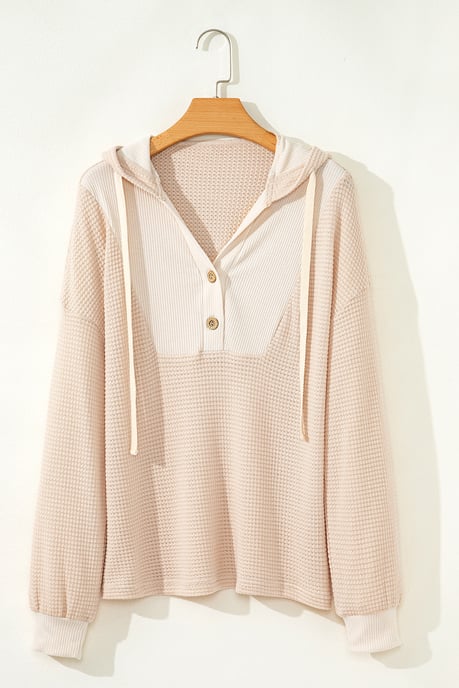 Waffle Knit Button Hoodie - Image 5