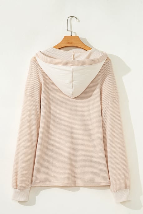 Waffle Knit Button Hoodie - Image 6