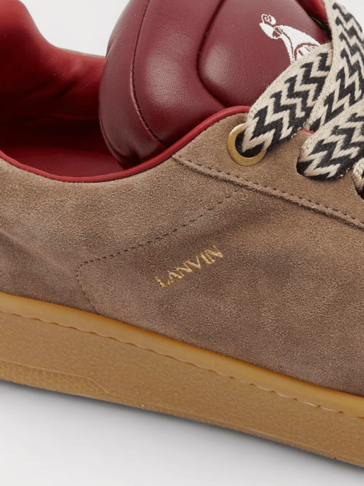 Lanvin X Future Hyper Curb Sneakers Leather Suede Brown - Image 5