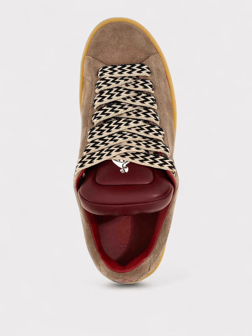 Lanvin X Future Hyper Curb Sneakers Leather Suede Brown - Image 6