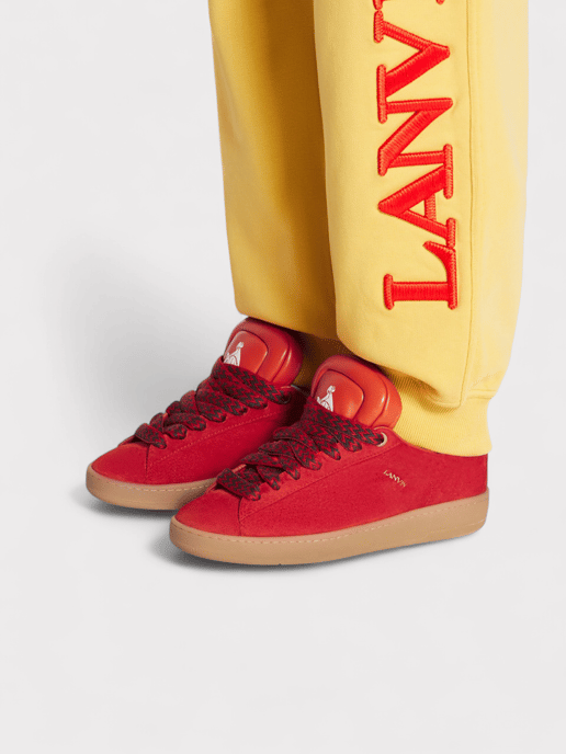 Lanvin X Future Hyper Curb Sneakers Leather Suede Red - Image 2