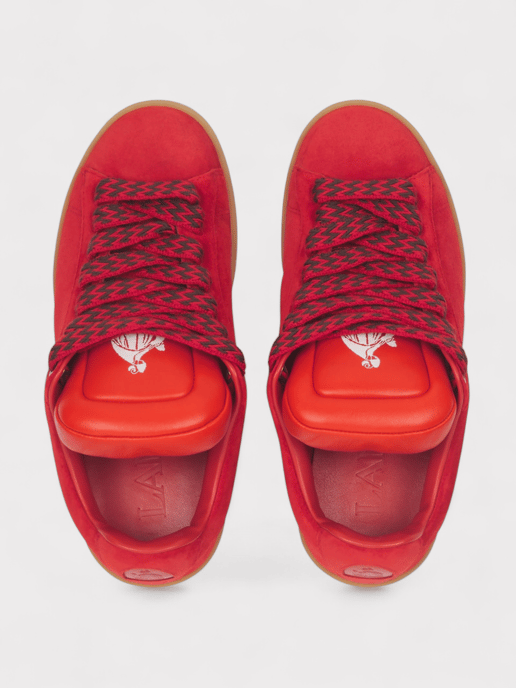 Lanvin X Future Hyper Curb Sneakers Leather Suede Red - Image 3