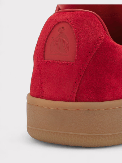 Lanvin X Future Hyper Curb Sneakers Leather Suede Red - Image 4
