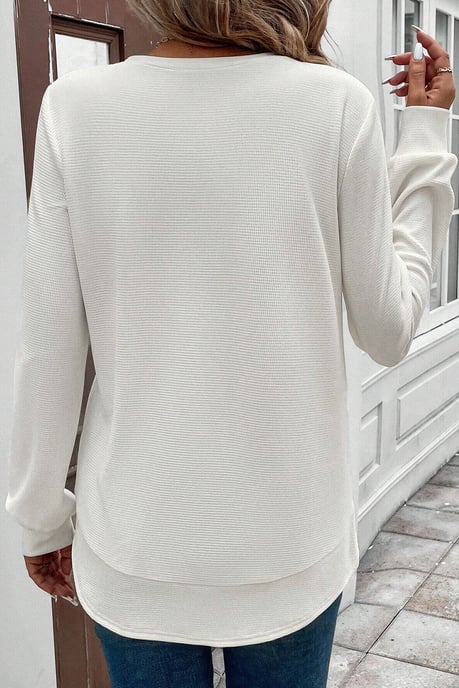 Layered Hem Waffle Knit Top - Image 2