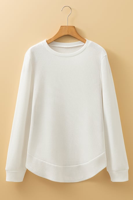 Layered Hem Waffle Knit Top - Image 5