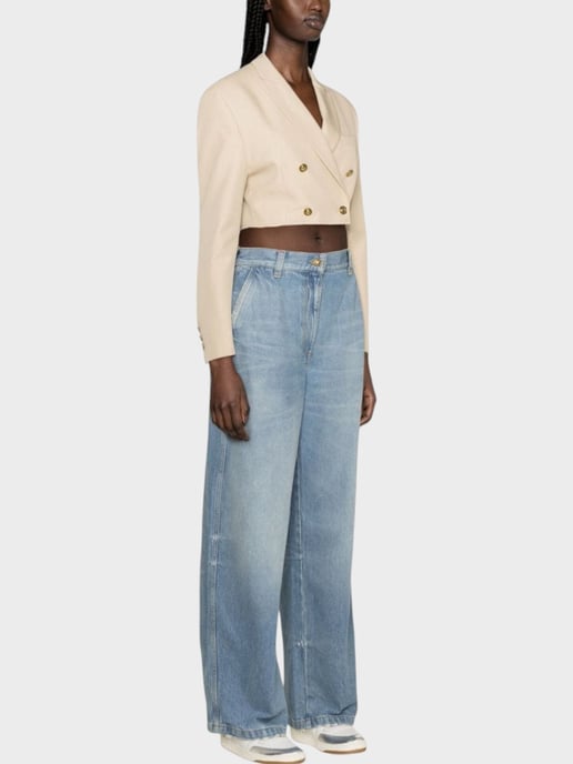 Palm Angels Buttons Cropped Blazer Beige - Image 3