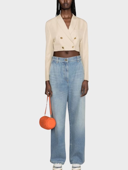 Palm Angels Buttons Cropped Blazer Beige - Image 4