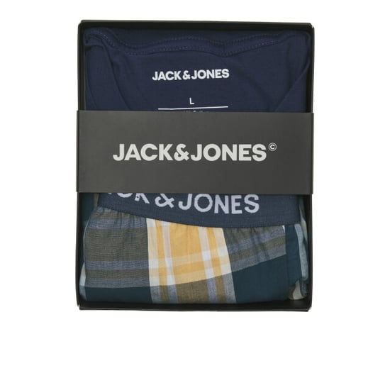 Jack & Jones Heren pyjamaset giftbox jacluca geruit donkerblauw/oranje - Image 3