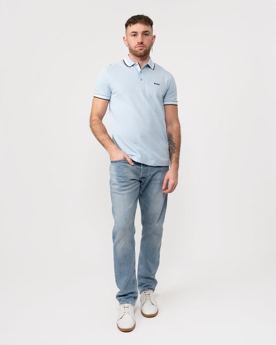 BOSS Green Paddy Mens Organic Cotton Polo With Contrast Logo Details - Image 4