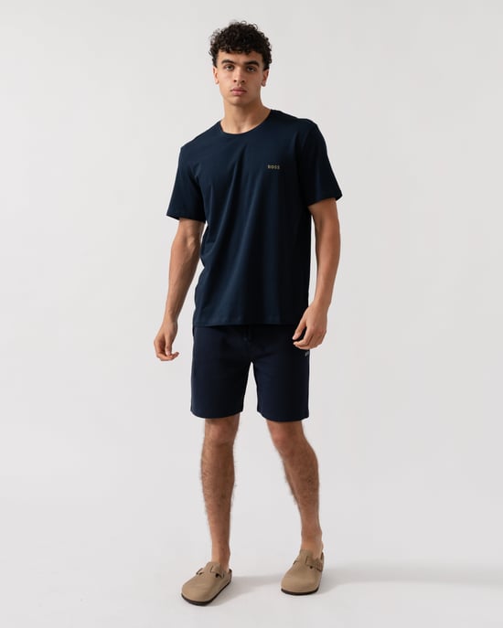 with Embroidered Logo Pyjama Shorts in Dark Blue - Image 3