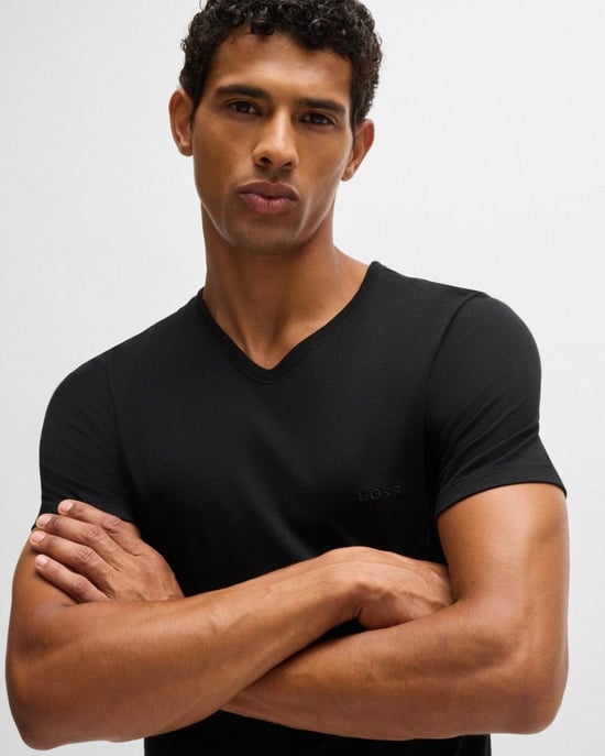V-Neck T-Shirts in Black (3 Pack) - Image 3