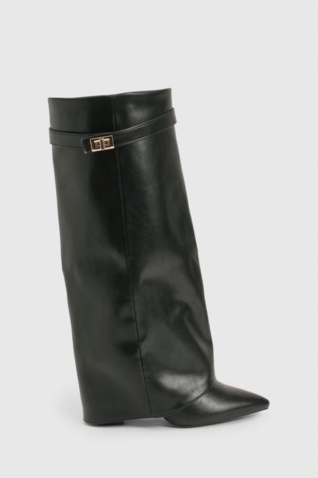 Wide Fit Fold Over Knee High Stiletto Boot - Image 3