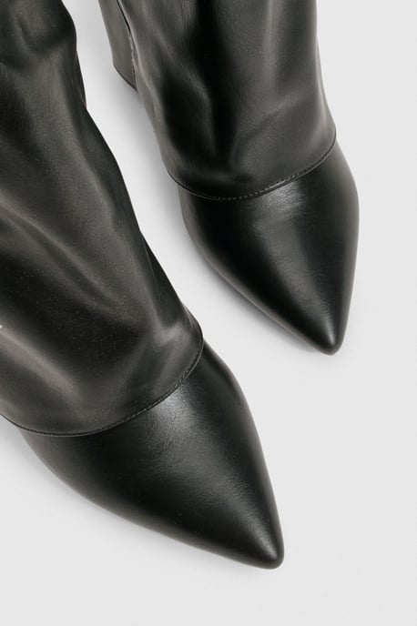 Wide Fit Fold Over Knee High Stiletto Boot - Image 5