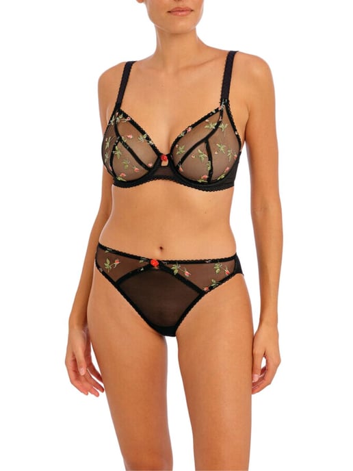 Rose Blossom Plunge Bra Black - Image 3