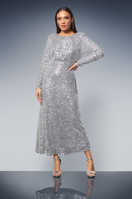 Sequin Gathered Bodice Midaxi Dress - Image 1