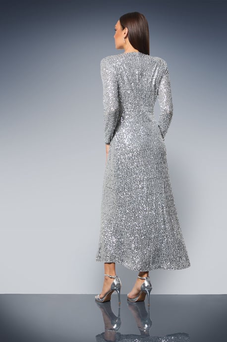 Sequin Gathered Bodice Midaxi Dress - Image 3