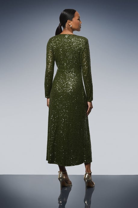 Sequin Gathered Bodice Midaxi Dress - Image 3