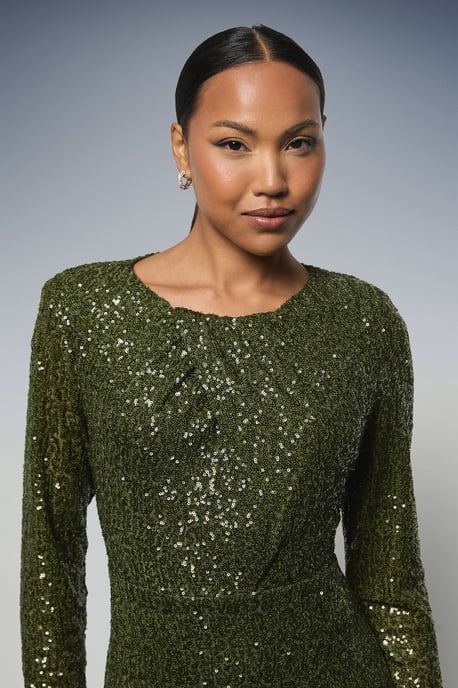 Sequin Gathered Bodice Midaxi Dress - Image 4