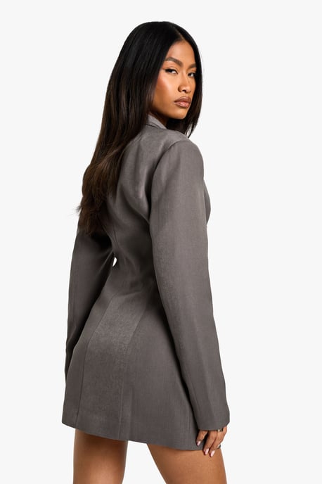 Tailored Structured Cinched Waist Blazer Dress - Image 2