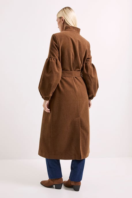 Wrap Front Balloon Sleeve Coat - Image 3