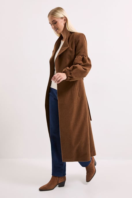Wrap Front Balloon Sleeve Coat - Image 4