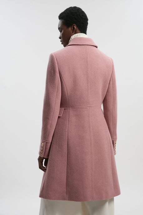 Petite Wool Button Front Double Breasted Tailored Princess Coat - Image 4