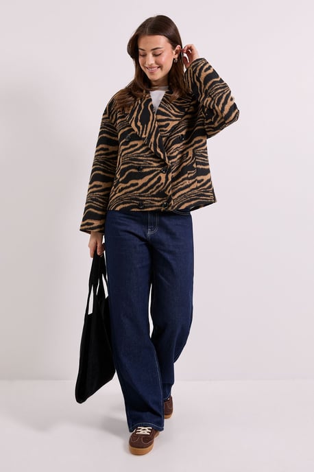Zebra Printed Boxy Short Coat - Image 2