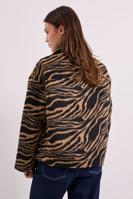 Zebra Printed Boxy Short Coat - Image 3