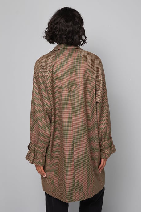Brown Check Collared Coat - Image 3